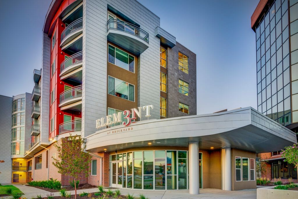 Element31 Lobby Leasing Office Exterior | Element 31 Mixed-Use Apartment Building Design | Think Architecture