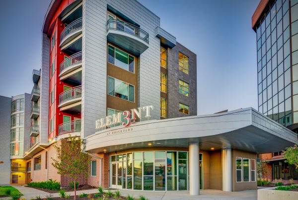 Element31 Lobby Leasing Office Exterior | Element 31 Mixed-Use Apartment Building Design | Think Architecture