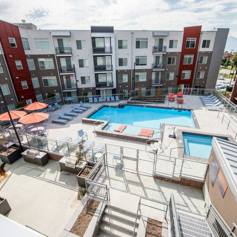 Element 31 at Brickyard Apartments - Community Outdoor Space | Salt Lake City, UT Mixed-Use Building Design | Think Architecture