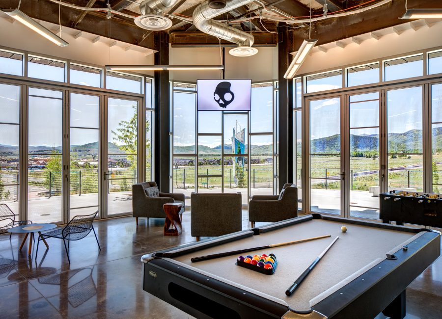 Skullcandy Pool Table Recreation Room at Skullcandy Corporate Office Building in Park City, UT | Think Architecture