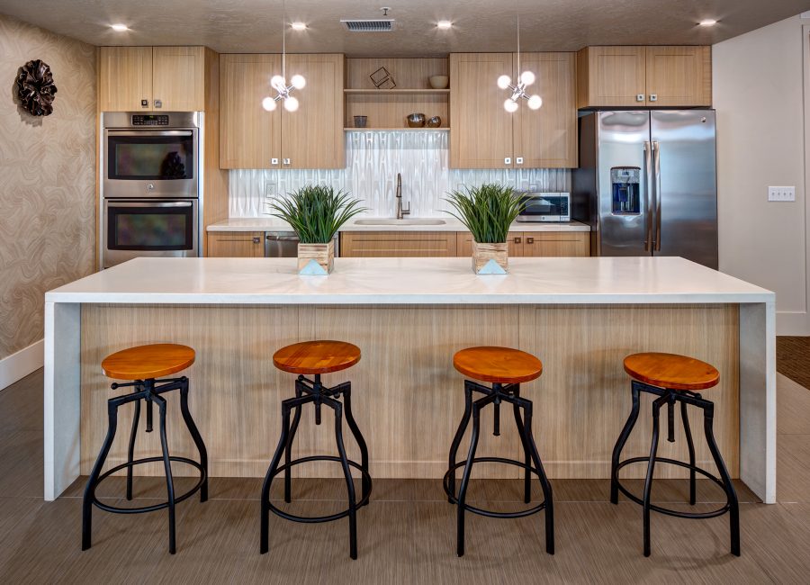 Community Kitchen at Artesian Springs in Murray, UT | Urban Revitalization Project | multifamily development architects | Think Architecture