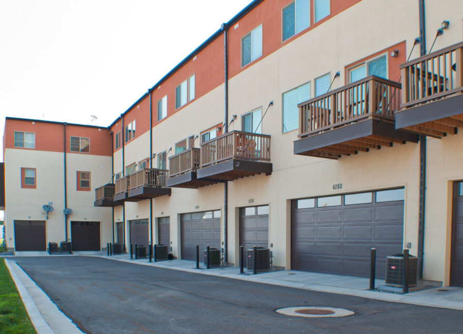 Exterior of townhomes at Birkhill Mixed-Use Development in Murray, Utah | Think Architecture
