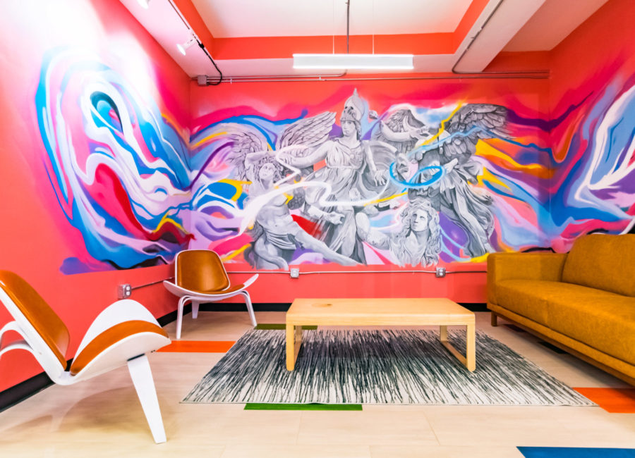 modern colorful living room inside Salt Lake City apartments