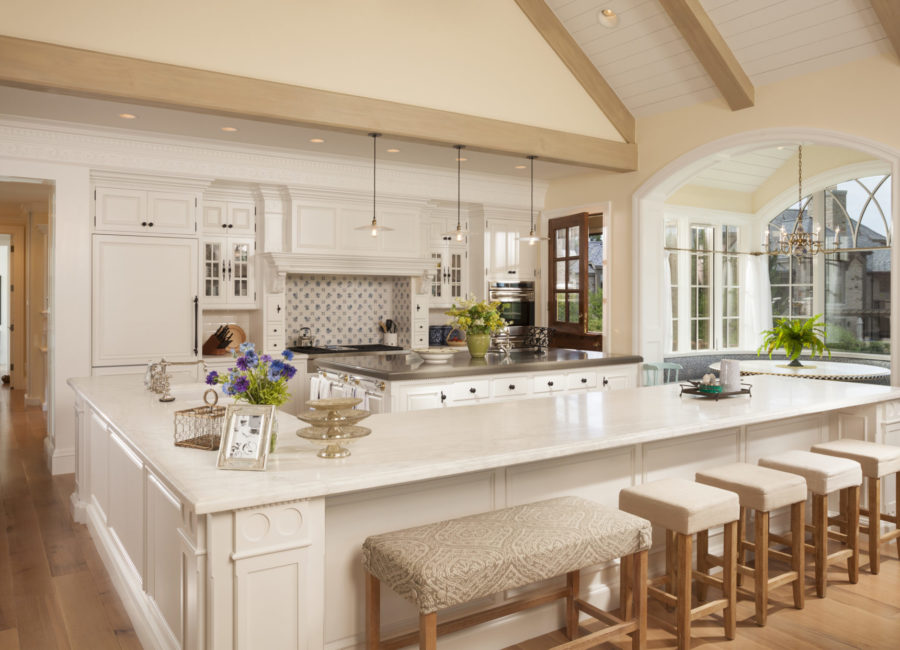 Large white kitchen in custom built home