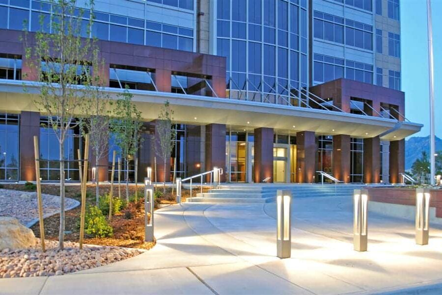 Exterior Lighting Worker's Compensation Fund (WCF) Building in Salt Lake City, UT | Office Architects | Think Architecture