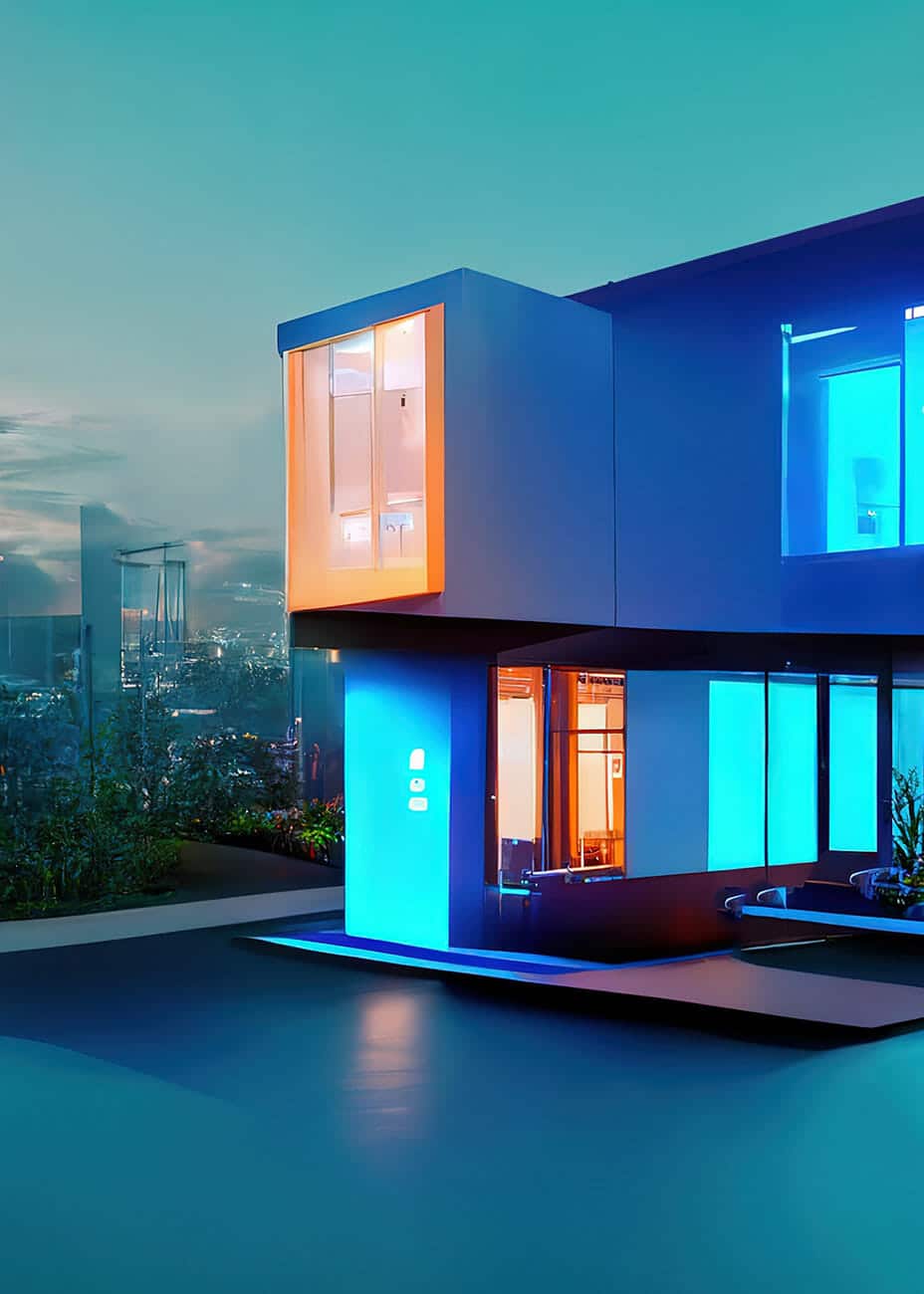 Futuristic Home in Utah with colorful smart lighting system